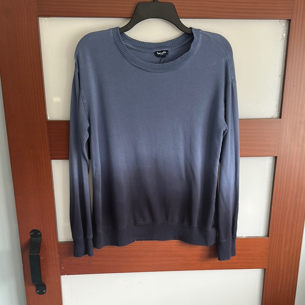 Splendid Blue Crewneck Sweater with Gradient Design
